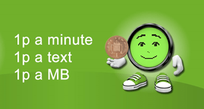 1p per minute, text, MB data banner