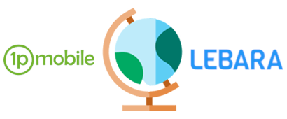 1pMobile and Lebara logos with globe