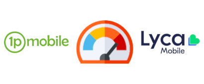 1pMobile and Lyca Mobile logos with speedometer