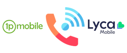 1pMobile and Lyca Mobile logos with a phone call