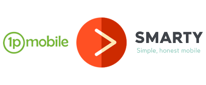 1pMobile and SMARTY logos with a greater than symbol