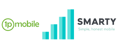 1pMobile and SMARTY logos with mobile signal bars