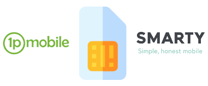 1pMobile and SMARTY logos with SIM card