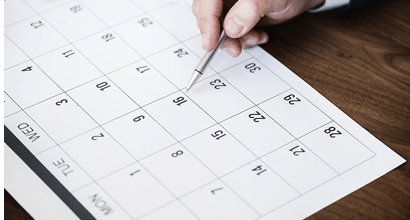 A calendar with 30 days