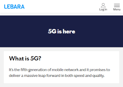Screenshot of Lebara's 5G article