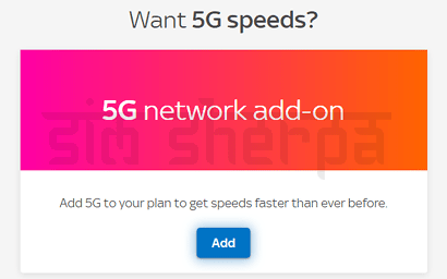 Adding 5G in the online account