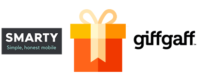 giffgaff and SMARTY logos with a giftbox