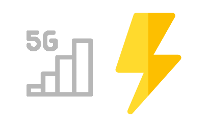 5G signal bars and lightning bolt icon