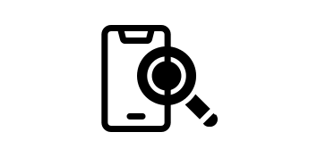 Smartphone icon with magnifying glass