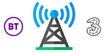 Mobile antenna with BT and Three logos