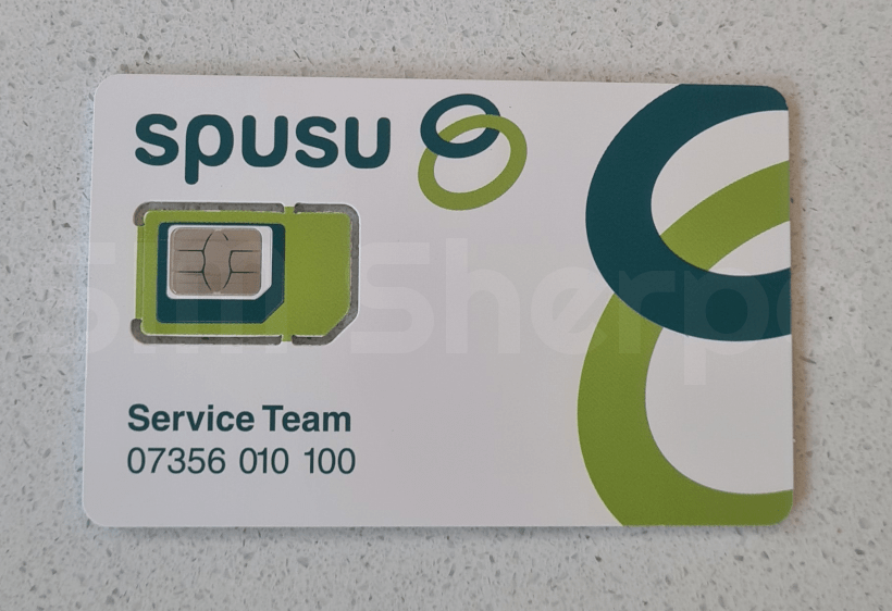Close up image of a spusu SIM card