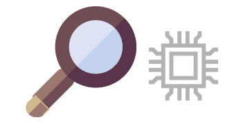 Magnifying glass and eSIM icon