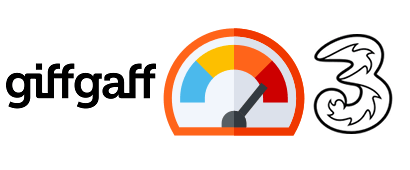 Speedometer with Three and giffgaff logos