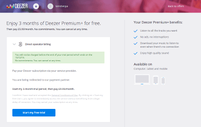 Deezer redemption site