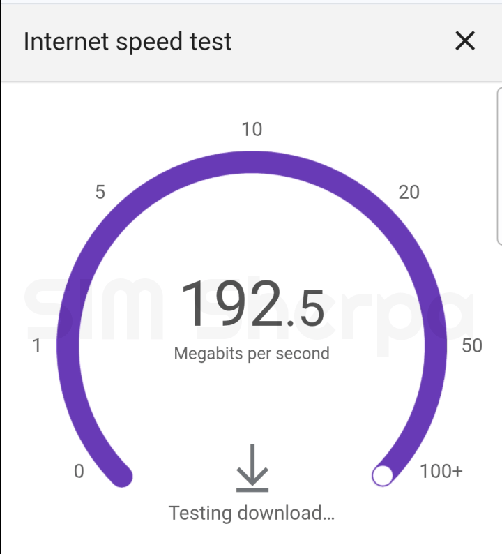 Screenshot of a Google speed test