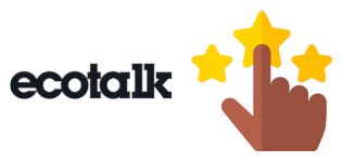 Review stars with a hand pointing