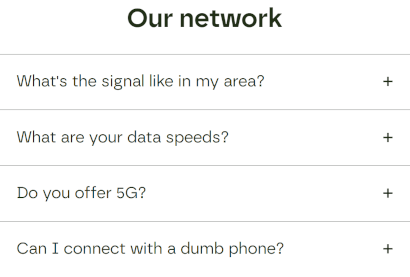 Screenshot of FAQs