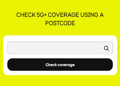 A screenshot of EE's 5G+ postcode checker