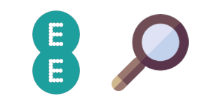 EE logo and a magnifying glass