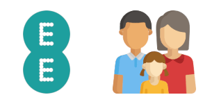 EE logo and a family