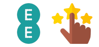 EE logo with hand pointing to stars
