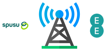 Mobile network with spusu and EE logos