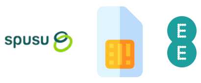 A SIM card between spusu and EE logos