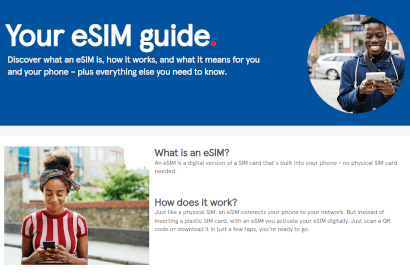 Screenshot of Tesco Mobile eSIM support page