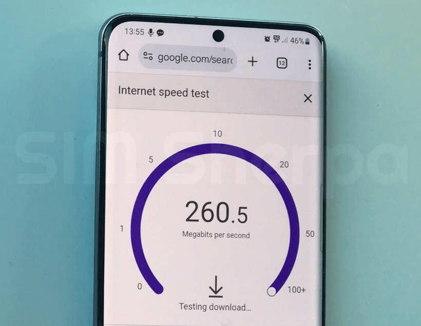 Screenshot of a Google speed test
