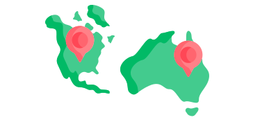 Maps of North America and Australia