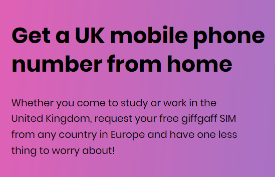 giffgaff Europa delivery abroad