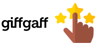 Finger rating stars with giffgaff logo