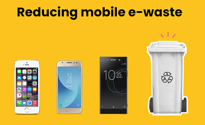 Phones, recycling bin and reducing e waste wording