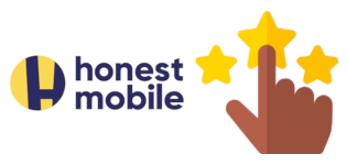 Honest Mobile logo with hand pointing to stars