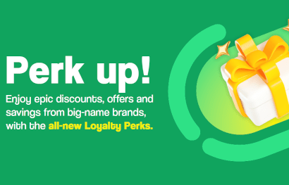 Perk Up! lettering and a gift box