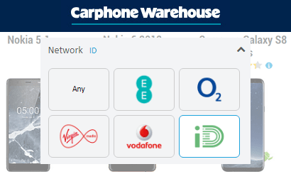 iD Mobile phone range with Carphone Warehouse