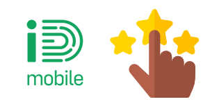 Rating stars and iD Mobile logo
