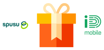 A gift with iD Mobile and spusu logos