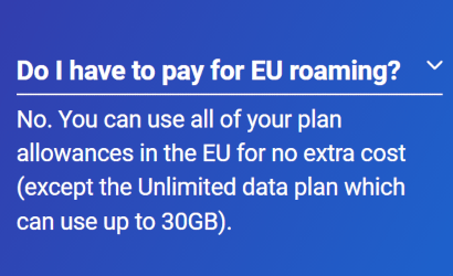 Lebara's answer to whether you have to pay for EU roaming on their network