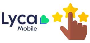 Lyca Mobile logo and a pointing finger