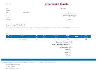 Screenshot of our joining email