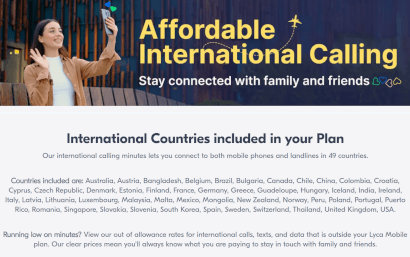 Woman holding up her phone and wording from page