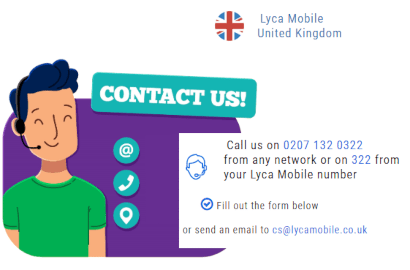 Screenshot of Lycamobile's contact us page