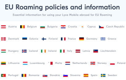 Banner with a bemused man pointing at 'Roaming within EU Countries'