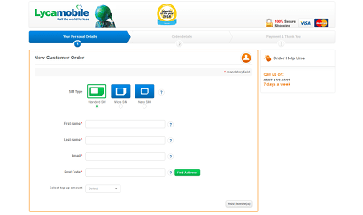 Lycamobile free credit order page