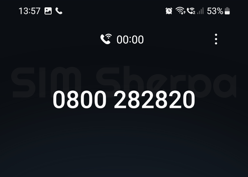 Screenshot of phone making a call over WiFi