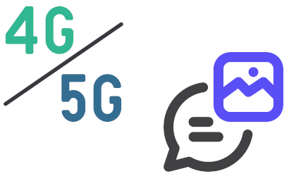 4G 5G lettering and a picture message