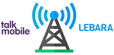 Mobile antenna with Talkmobile and Lebara logos