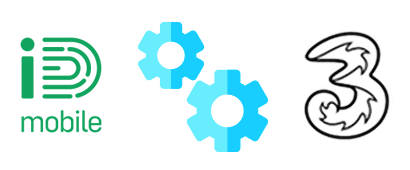 Gears icon with Three and iD Mobile logos