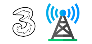 Three logo and mast